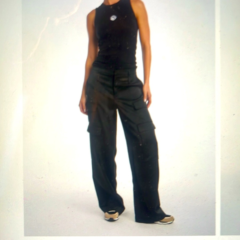 NWT! 2Pairs! NWT Noli Shop Milan Satin Cargo Pants- size 0 and 2! Both Black